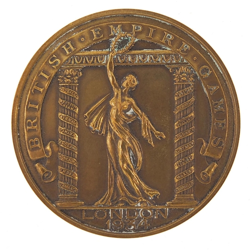 758 - London 1934 British Empire Games bronze participant's medallion, previously owned by George Nicol, 4... 