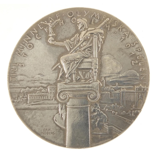 756 - Stockholm 1912 Olympic Games silvered participation medallion designed by Erik Lindburg, previously ... 