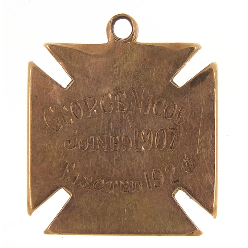 762 - Olympic interest 9ct gold and enamel Polytechnic Associate jewel awarded to George Nicol, engraved G... 