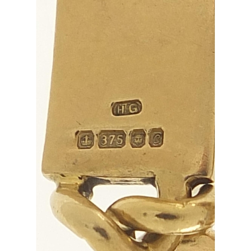 119 - Heavy 9ct gold blank identity bracelet, London 1977,  20cm in length, 45.5g