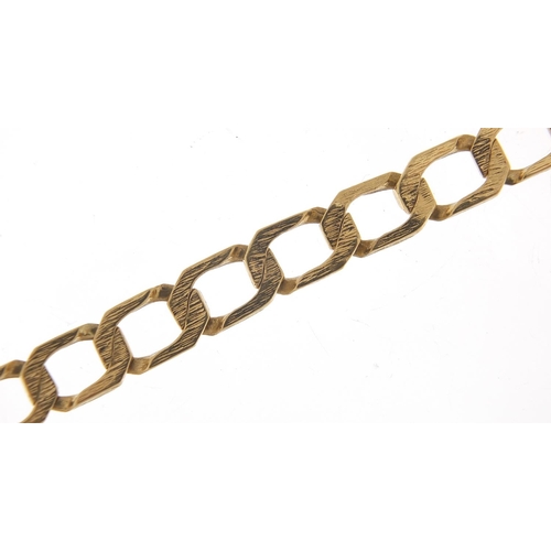 67 - 9ct gold curb link bark design bracelet, 20cm in length, 13.2g