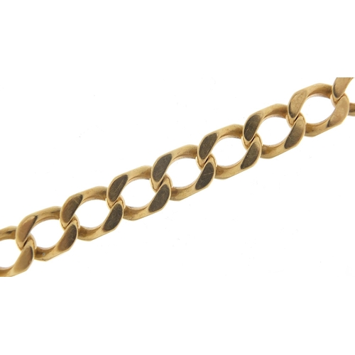 323 - 9ct gold curb link bracelet, 20cm in length, 43.5g