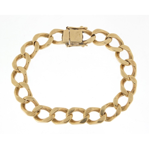 323 - 9ct gold curb link bracelet, 20cm in length, 43.5g