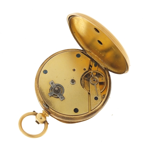 178 - 18ct gold gentlemen's open face pocket watch with engine turned case, housed in an H. Hinds velvet a... 