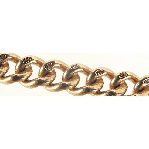 129 - Victorian 9ct rose gold watch chain with T bar, 54cm in length, 42.0g