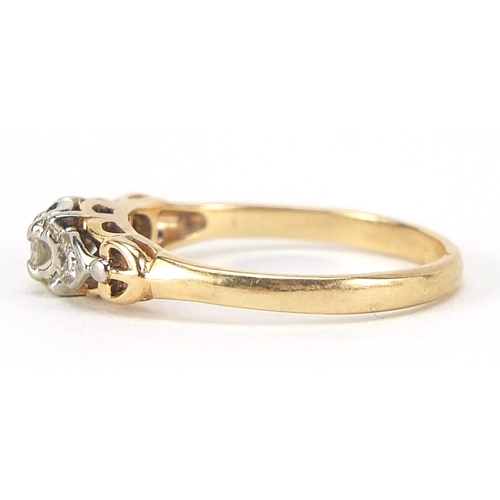 384 - Unmarked gold diamond ring, size N, 2.3g