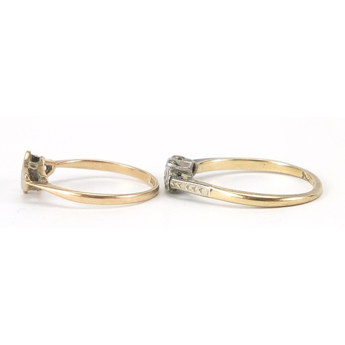 244 - Two 9ct gold diamond rings, sizes Q and L, total 3.5g