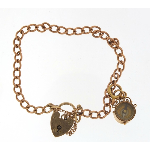 243 - Two 9ct rose gold charm bracelets with a selection of mostly 9ct gold charms including a pixie, rugb... 