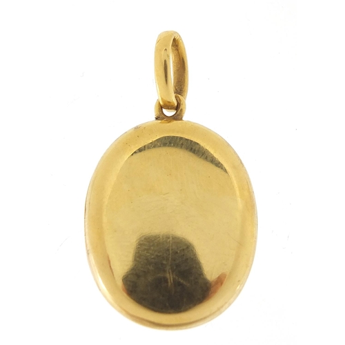 230 - 18ct gold oval locket, 3.5cm high, 8.2g