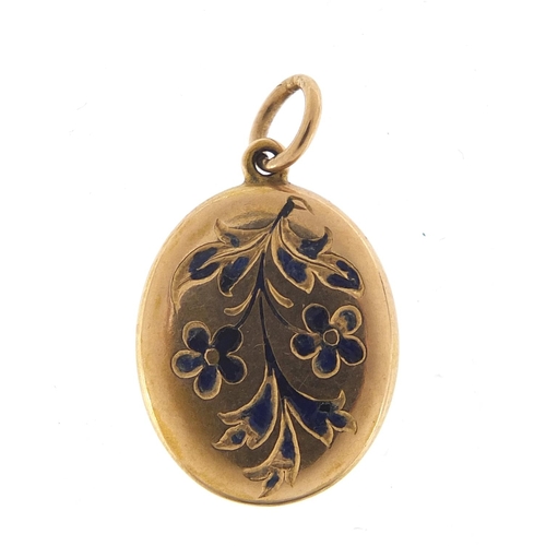 371 - Unmarked gold and enamel mourning locket, 2.3cm high, 2.2g