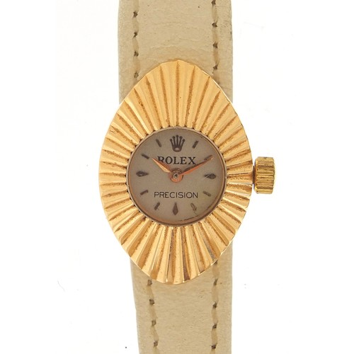 417 - Rolex, ladies 18ct gold Precision manual wind with two straps, the case 16mm wide