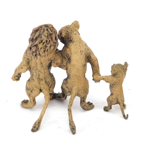 2452 - Cold painted bronze lion family in the style of Franz Xaver Bergmann, 8cm wide