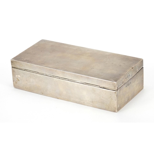 781 - Padgett & Brahm Ltd, Art Deco silver cigar box with engine turned decoration, London 1936, 5cm H x 1... 