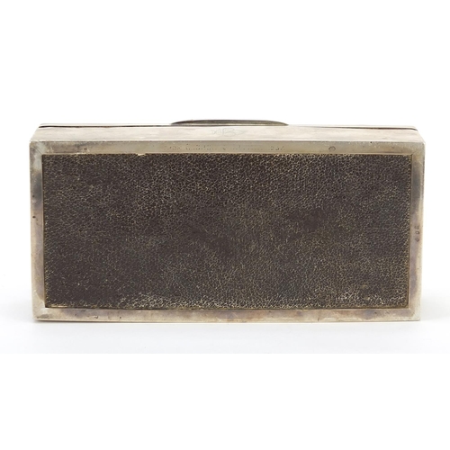 781 - Padgett & Brahm Ltd, Art Deco silver cigar box with engine turned decoration, London 1936, 5cm H x 1... 