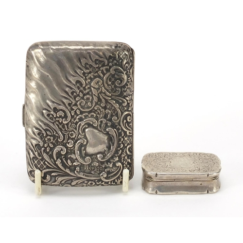 740 - Victorian silver cigarette case and snuff box, the cigarette case by George Nathan & Ridley Hayes, B... 