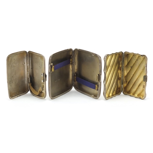 654 - Three Victorian and later silver cigarette cases including an embossed example by William Neale, Che... 