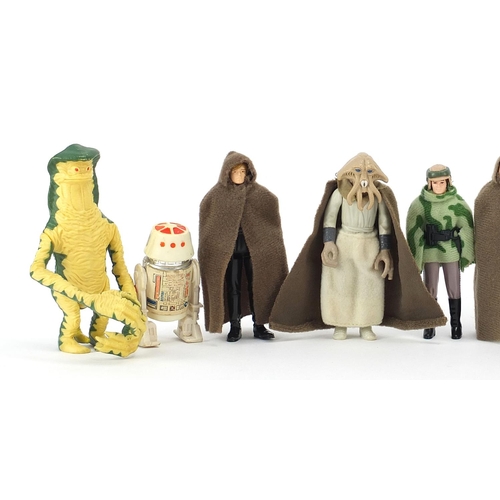 617 - Fifteen vintage Star Wars action figures with accessories including R5-D4, Amanaman, Jawa and Chewba... 