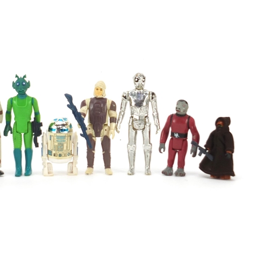 617 - Fifteen vintage Star Wars action figures with accessories including R5-D4, Amanaman, Jawa and Chewba... 