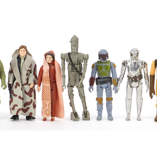 615 - Fifteen vintage Star Wars action figures with accessories including Emperor's Royal Guard, Yoda, Bob... 