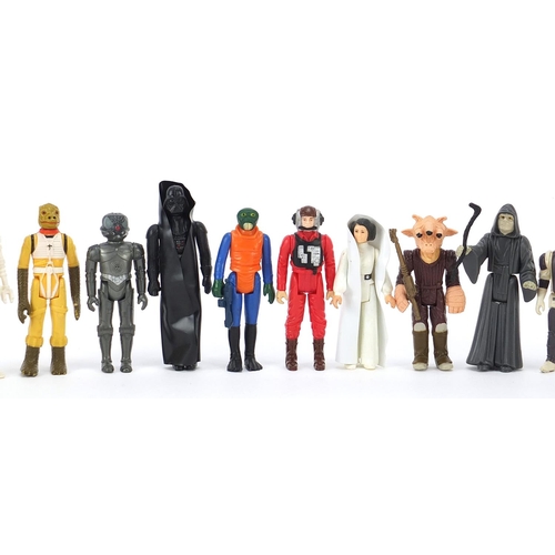 616 - Fifteen vintage Star Wars action figures with accessories including Walrus man, Darth Vader, Luke Sk... 