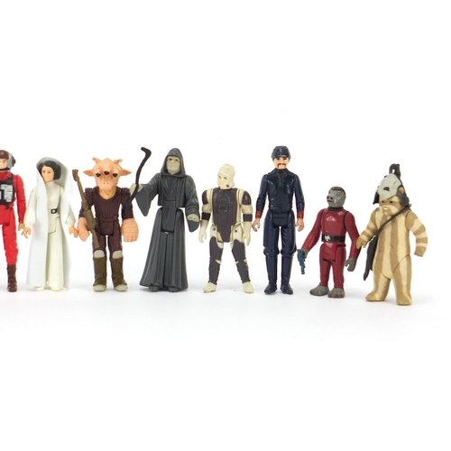 616 - Fifteen vintage Star Wars action figures with accessories including Walrus man, Darth Vader, Luke Sk... 