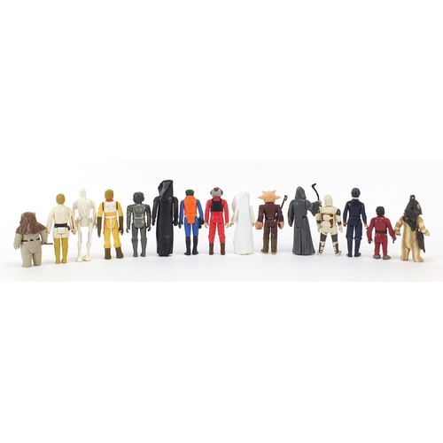 616 - Fifteen vintage Star Wars action figures with accessories including Walrus man, Darth Vader, Luke Sk... 