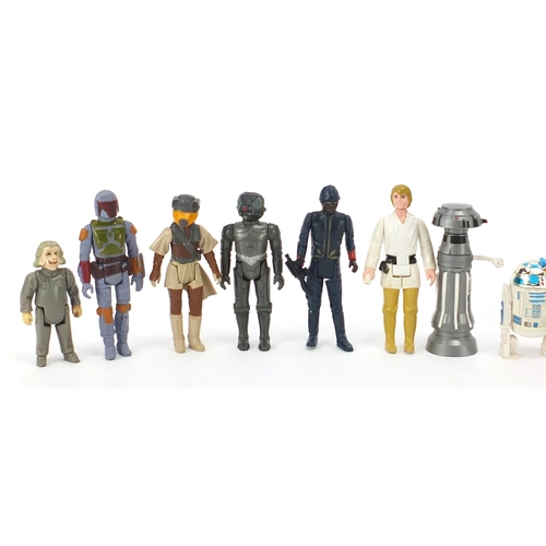 619 - Sixteen vintage Star Wars action figures with accessories including Luke Skywalker, Boba Fett, C3PO ... 