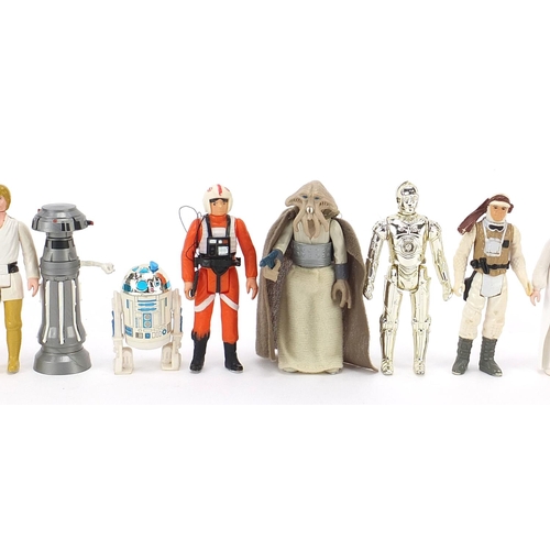 619 - Sixteen vintage Star Wars action figures with accessories including Luke Skywalker, Boba Fett, C3PO ... 