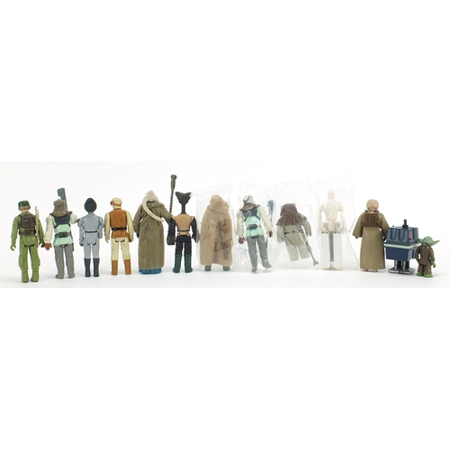 620 - Thirteen vintage Star Wars action figures and a drone including four with Kenner packaging and two u... 