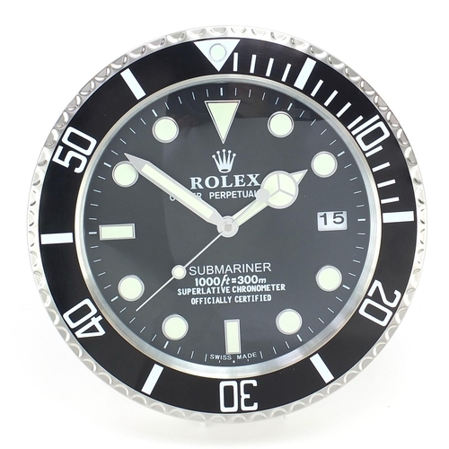 971 - Rolex Submariner II design dealer's display wall clock, 34cm in diameter