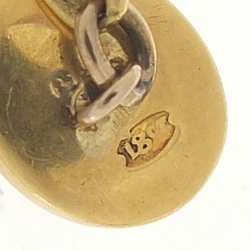 9 - Pair of 18ct gold opal cufflinks, 1cm wide, 4.6g