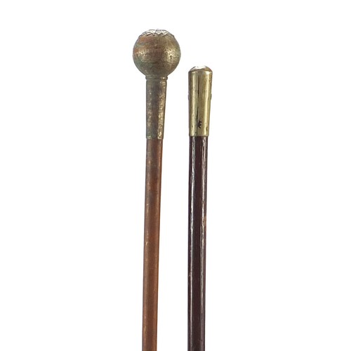 3497 - Two mililtary interest swagger sticks including Bedfordshire & Hertfordshire Regiment, 71cm in lengt... 