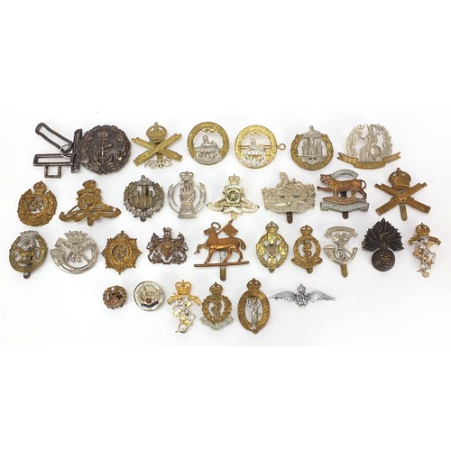 3472 - British militaria including Royal Air Force brooch, naval buckle, silver and enamel Hampshire brooch... 