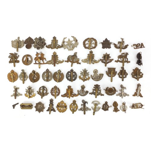 3471 - Collection of British military cap badges including Marines, RAF, Lincolnshire, Egypt, Army Ordinanc... 