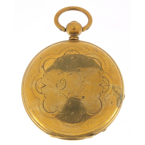 231 - Antique gentlemen's gold plated full hunter pocket watch with enamel dial and compass to the dust co... 