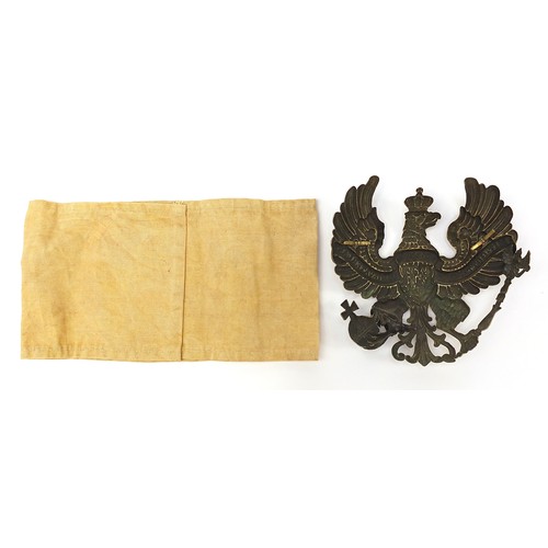 3476 - German military interest Medic armband and a Pickelhause plate