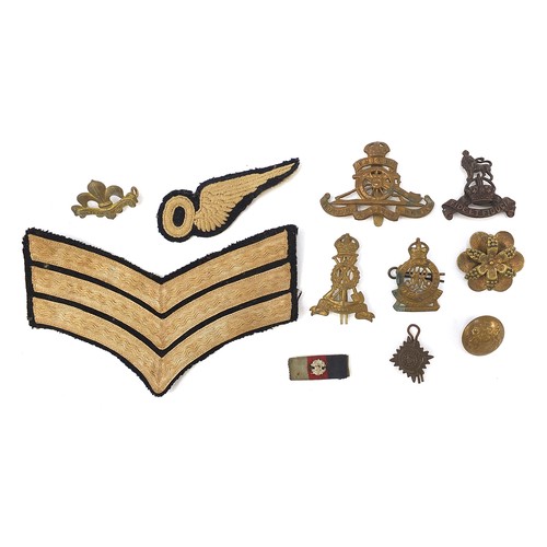 3478 - British militaria including cloth patches, Queen Mary's Regiment Surrey Yeomanry cap badge and a but... 