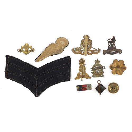 3478 - British militaria including cloth patches, Queen Mary's Regiment Surrey Yeomanry cap badge and a but... 