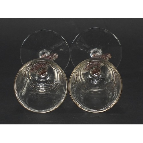 732 - Rene Lalique, pair of French William cocktail glasses, each etched R Lalique France, each 15cm high