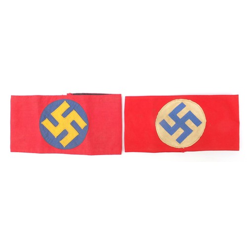 3511 - Two German military interest MSDAP foreign armbands comprising Dutch and Swedish