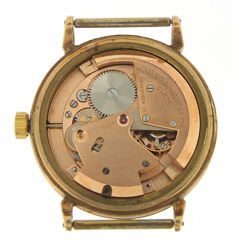 158 - Omega, gentlemen's 9ct gold Omega wristwatch, the movement numbered 113966298, 34mm in diameter