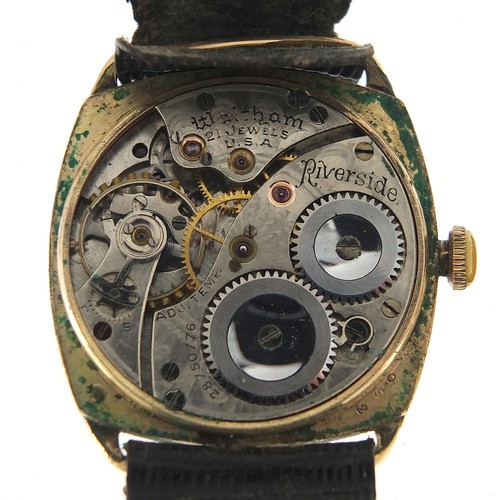 397 - Waltham, vintage gentlemen's gold plated manual wristwatch with enamel dial, the case 31mm wide