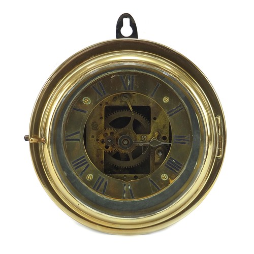 514 - Seth Thomas, 19th century American ship design wall clock with Roman numerals and bevelled glass, 19... 