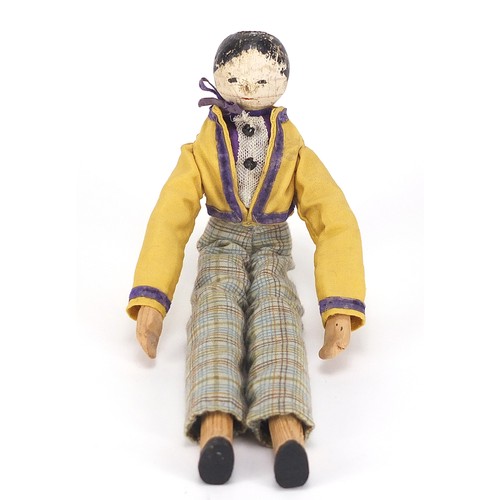 1084 - Queen Anne style hand painted wooden doll, 26cm high