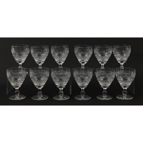 545 - Set of twelve good quality cut crystal glasses, 13.5cm high