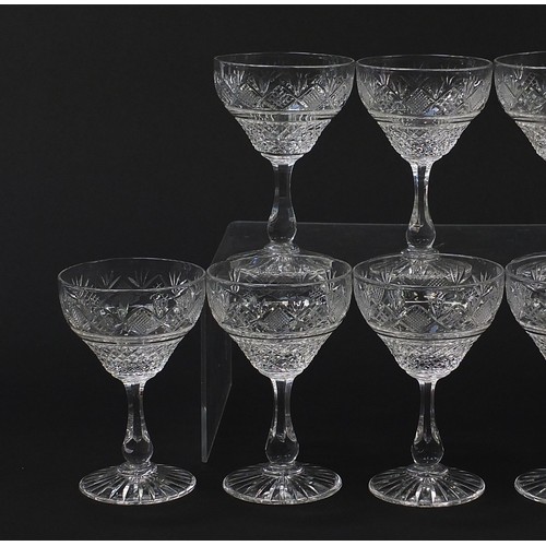 547 - Set of ten good quality cut crystal glasses, 11.5cm high