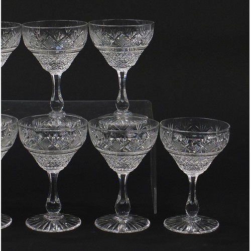 547 - Set of ten good quality cut crystal glasses, 11.5cm high