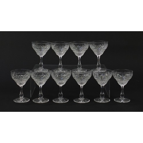 547 - Set of ten good quality cut crystal glasses, 11.5cm high