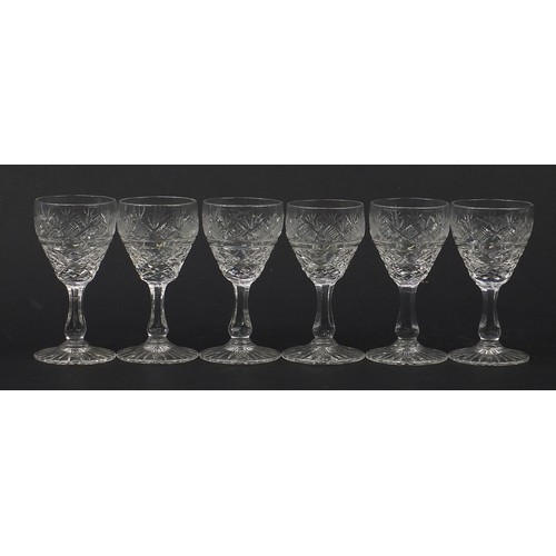 549 - Set of six good quality cut crystal glasses, 9cm high