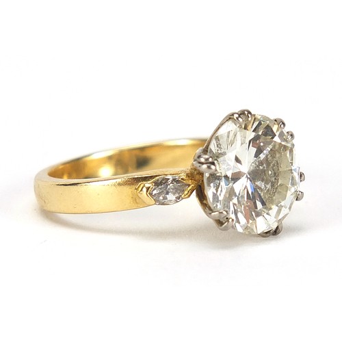 23 - 18ct gold diamond solitaire ring, round brilliant cut, approximately 3.65 carats, size N, 5.2g